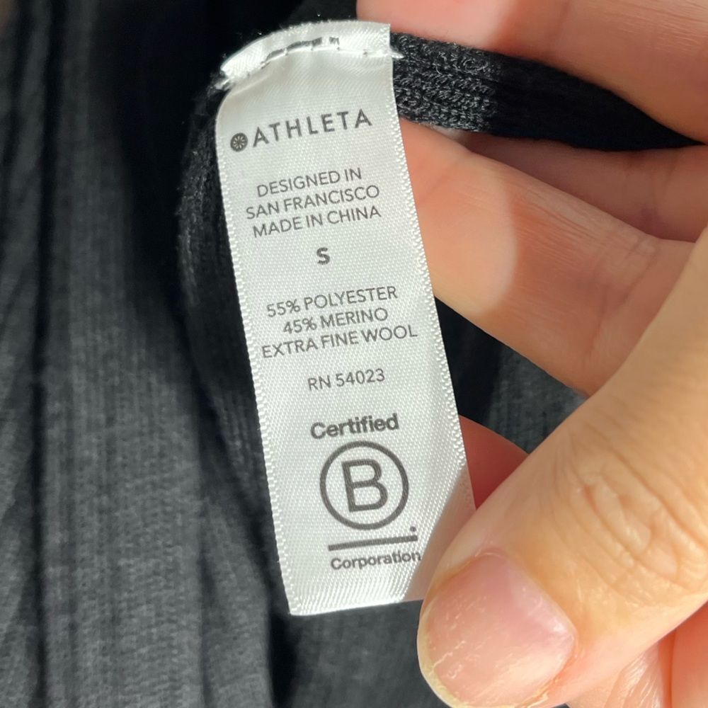 Athleta Solstice Merino Wool Blend  Ribbed Wrap in Black S NWOT - Picture 8 of 12